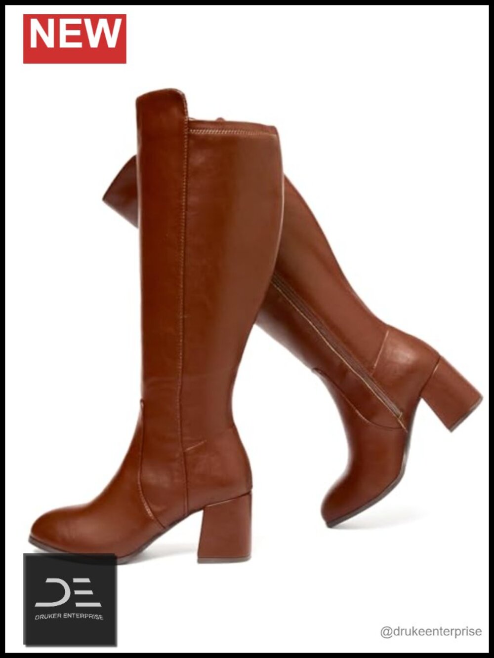 Extra Wide Calf Knee High Boots Faux Leather Zip Closure